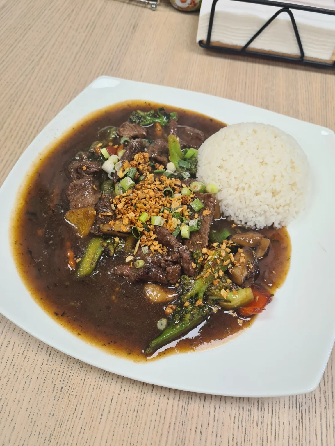 Thai oyster sauce stir fry with vegetables at Charm Thai Cafe in Doncaster