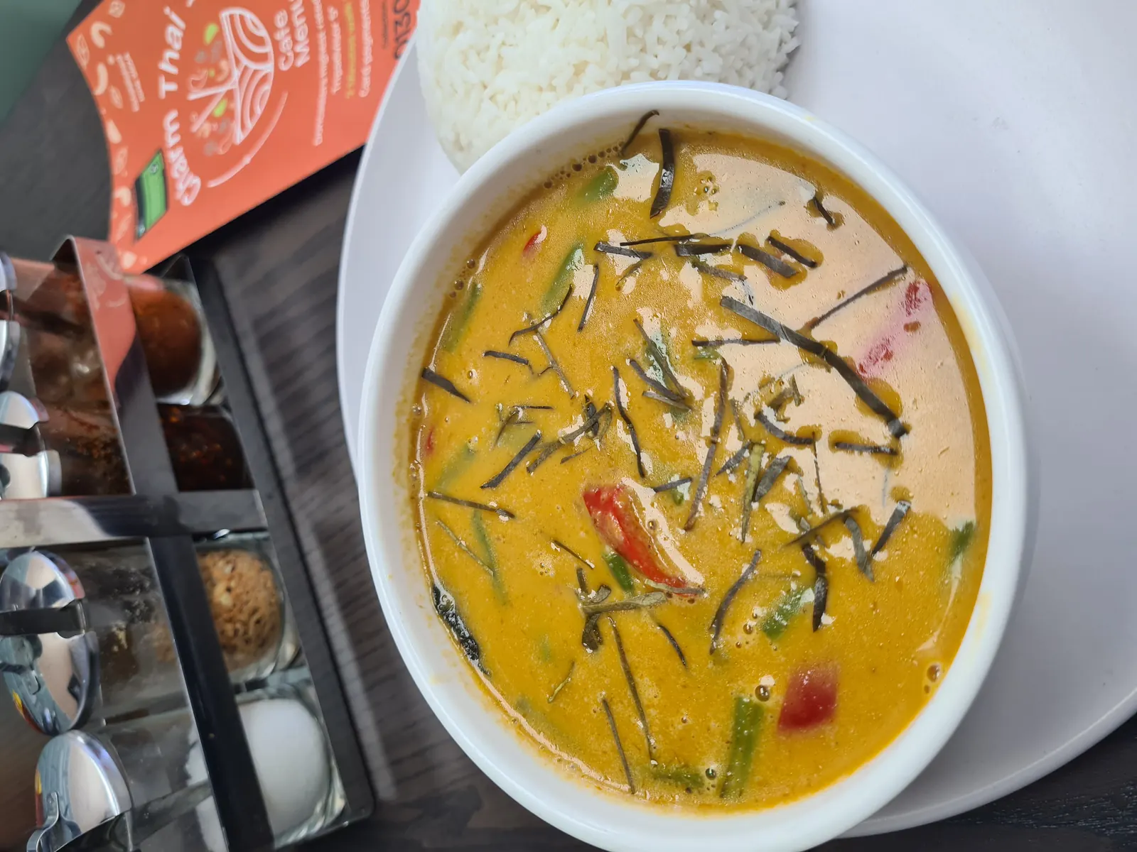 Chicken panang curry with jasmine rice at Copley Road