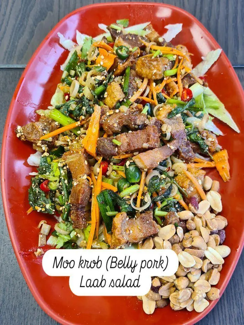 Moo Krob belly pork Laab salad Charm Thai Cafe Doncaster