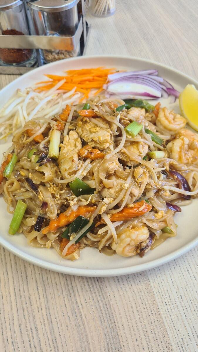 Pad Thai prawn and chicken from Charm Thai Cafe Doncaster takeaway